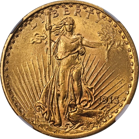 1913-P Saint-Gaudens Gold $20 NGC MS62 Great Eye Appeal Strong Strike Cover