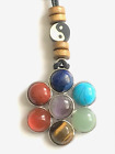 7 Chakra Pendant Necklace Set on Black Waxed Cord Hand Tied Fully Adjustable