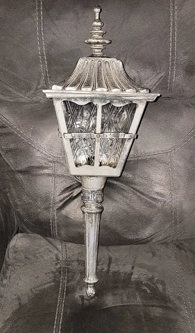 Vintage Ornate Carriage House Cast Aluminum Porch Sconce Light Fixture 26" Cover
