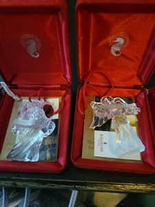 Waterford Crystal Christmas Ornament Fellowship & Generosity Angels x2 - Picture 1 of 5