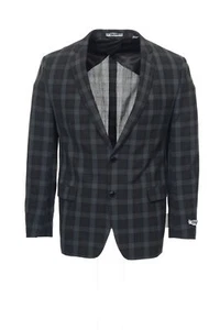 DKNY Mens Plaid 2 Button Wool Blend Sport Coat (46 Regular, Charcoal) $350 - Picture 1 of 4