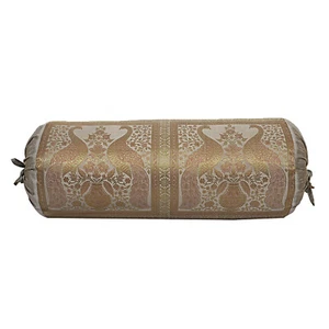 Indian Silk Bolster Grey Cushion Yoga Neck Sofa Bed Sofa Pillow Cover Cylinder - Imagen 1 de 3