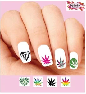 Juego de 48 calcomanías de uñas tobogán acuático - colorida olla de cannabis marihuana surtida - Imagen 1 de 1