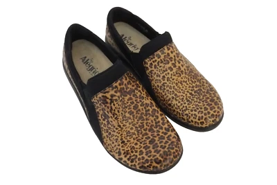 Alegria Shoes Womens 39 EUR 8.5 US Slip-On Flats Tan Black Animal Print Casual - Изображение 1 из 4