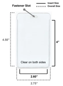 Clear Vertical Portrait ID Vinyl Pouch Card Badge Pass Wallet Visitor Holder - Picture 1 of 5