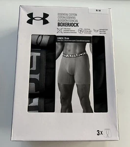 Under Armour Essential Algodón Boxerjock 6” Ropa Interior Hombre Mediana 3 Paquete Negro Nuevo - Imagen 1 de 2