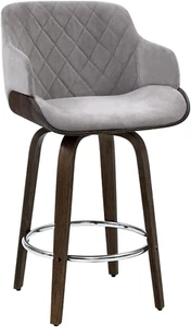 Bar Stools Stool Swivel Kitchen Counter Barstools Dining Chair Chairs Grey Velve - Picture 1 of 12