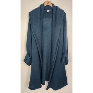 Soft Surroundings Women's Sz. M Teal Blue Telluride Long Duster Wool Mohair - Picture 1 of 6