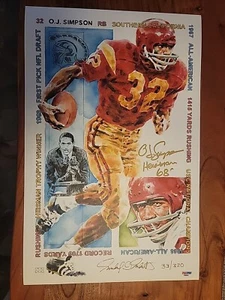 O. J. Simpson Autographed 11x17 USC Lithograph "Heisman 68" PSA/DNA - Picture 1 of 3