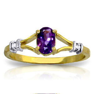 18K. SOLID GOLD RING WITH NATURAL DIAMONDS & AMETHYST (Yellow Gold)