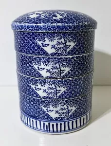 Antiche ciotole scatola pranzo impilabili 5 pezzi porcellana blu bianco / gnocchi - Foto 1 di 22