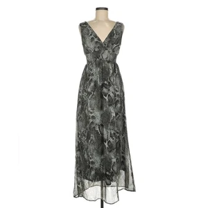 NWT Anthropologie Chaudry Maxi Dress Snake Print Sleeveless Lined silver sz M - Picture 1 of 11