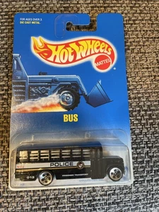 1991 Hot Wheels Blue/White Card #72 BUS Police Black w/Chrome 5 hole wheels. - Picture 1 of 3