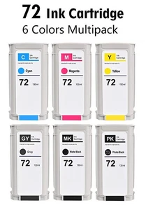 NEW 6-Pack Ink Cartridges Replacement for HP 72 Compatible with HP Designjet - Picture 1 of 7