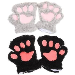 2 pares de guantes para mujer guantes cálidos de invierno medio dedo adolescentes niñas guantes de montar - Imagen 1 de 11