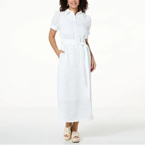 Kathy Ireland Textured Maxi Shirt Dress - Medium - Picture 1 of 1