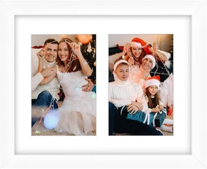 , Cornice collage in legno per foto 8x10 bianca con vetro temperato e display bianco opaco - Foto 1 di 8