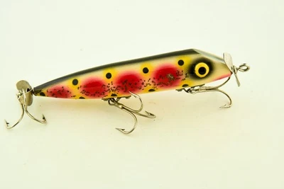 Antiguo señuelo de pesca vintage escaso Musky Rinehart Musky Buzzster Minnow JJ15 Foto 1 de 4