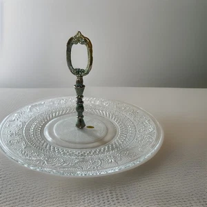 10 “ Dessert Tray W/Metal Holder Centered Trellis by Crystal Clear Industries - Picture 1 of 12