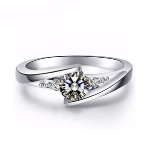 Cut White Sapphire 925 Silver Engagement Ring Bride Wedding Party Women Jewelry