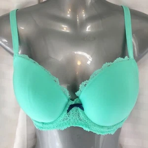 Bra Victoria’s Secret Dream Angels Push Up Size 32DD Aqua Blue Lace Underwire - Picture 1 of 13