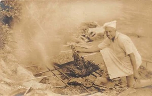 H92/ Bridgton Maine RPPC Postcard c1910 Camp Winona Barbeque 64 - Picture 1 of 4