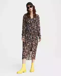Rag & Bone Women's Black Amber Floral Print Midi Dress Size 2 -$495 - Picture 1 of 23