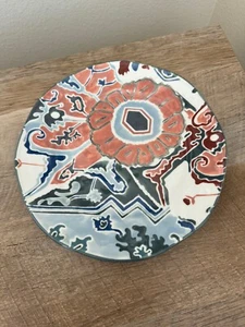 Anthropologie Plate Botanical Musings 8.75” Round Blue White Coral - Picture 1 of 10