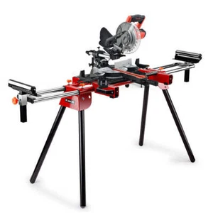 BAUMR-AG 210mm Sliding Compound Mitre Drop Saw and Adjustable Stand Combo - Picture 1 of 10