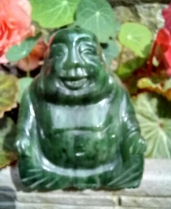 Aventurine  Buddha Gemstone Figurine  Hand Carved Laughing  OUTSTANDING - Picture 1 of 7