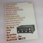 McIntosh Stereo MR 77 FM Tuner Stereo 4 pg Advertising Brochure- original  