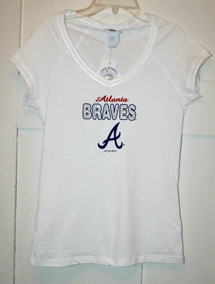 MLB Genuine Merchandise Women's T-shirt Atlanta Braves Short Sleeved White M - Image 1 of 4