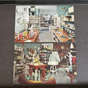 2 MCM Postkarten 60er Ansichten von KELLOGG STUDIOS KERAMIK Retro Showroom Petosky MI - Bild 1 von 2