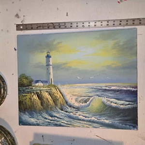 original painting 20 x 16 oil painting landscape lighthouse - Picture 1 of 6