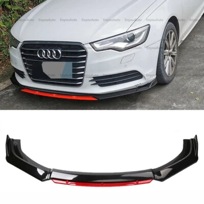 For Audi A3 A4 A5 A6 Front Bumper Lip Spoiler Splitter Diffuser Gloss Black Red Foto 1 de 4