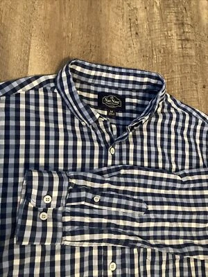 Camisa Nat Nast Para Hombre Mediana Azul A Cuadros Lujo Original Abotonada Manga Larga Foto 1 de 4