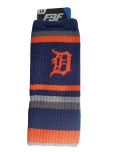Detroit Tigers For Bare Feet MLB 4 Stripe Deuce Crew Socks SZ Large - Picture 1 of 2