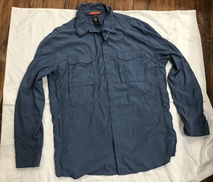 Aigle 2XL Blue Vented Long Sleeve Fishing Hiking Button Up Shirt zipper pockets - Picture 1 of 6