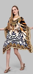Swimsuit Wear Kaftans For Women Midi Dress Printed Lounge Wear Caftan Designer - Picture 1 of 17