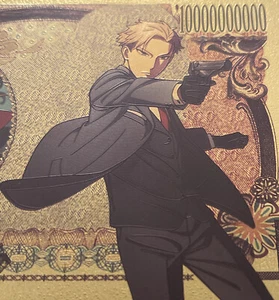 Anime Spy Family banconota oro 24 kt - falsario Loid - segnalibro Lucky 777 - Foto 1 di 8
