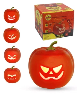 Automated Halloween Fright Light Up Face Changing Pumpkin with Speaker & Music - Picture 1 of 5