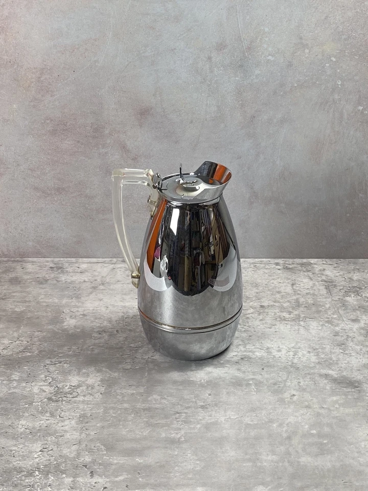 Jarra de café vintage con mango Lucite termo de 9" aislada 2585 MCM acero inoxidable 1950 Foto 1 de 4