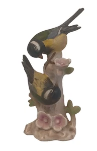 Vintage Goebel Blue Tit Pair With Flowers Porcelain Figurine - Used - B64 P155 - Picture 1 of 13