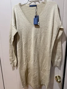 Ralph Lauren Pulloverkleid mit V-Ausschnitt Beige Damen Large Neu mit Etikett - Bild 1 von 3