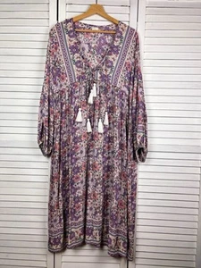 Mahli Floral Dress Boho Gypsy Summer Relaxed Long Sleeve 100% Rayon Sz 16-18 - Picture 1 of 11