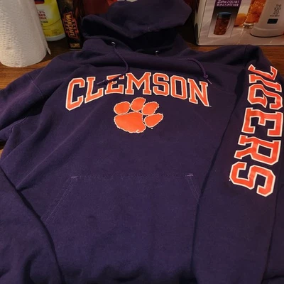 Champion Clemson Tigers Hoodie Size Large Purple Pullover Sweatshirt - Image 1 of 4