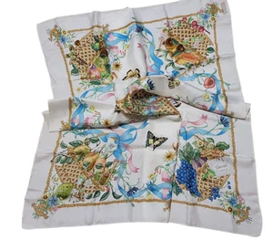 Vintage GUCCI Flora Silk Scarf Fruit Baskets 33 in - Picture 1 of 12