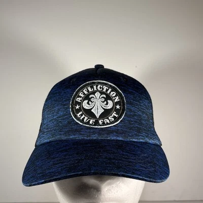 Gorra Affliction Live Fast azul y negra de malla trasera Snapback Foto 1 de 4