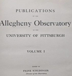Allegheny Observatory 1910 Vol. 1 Schlesinger Astronomy Original Paper Brittle - Imagen 1 de 6