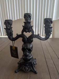 Martha Stewart CANDELABRO HALLOWEEN CALAVERAS NEGRO DÍA DE MUERTOS RESINA NUEVO CON ETIQUETAS - Imagen 1 de 8